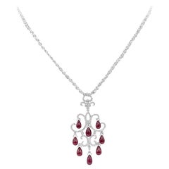 Lustre en rubis briolette et diamants taille ronde de 16,25 carats