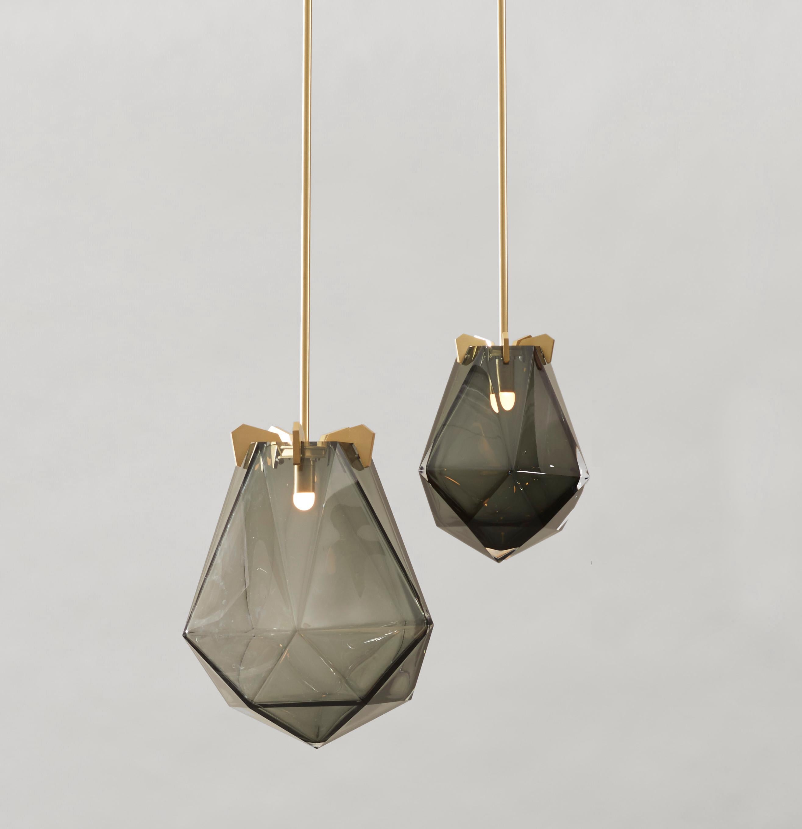 Modern Briolette Small Pendant in White and Copper by Gabriel Scott