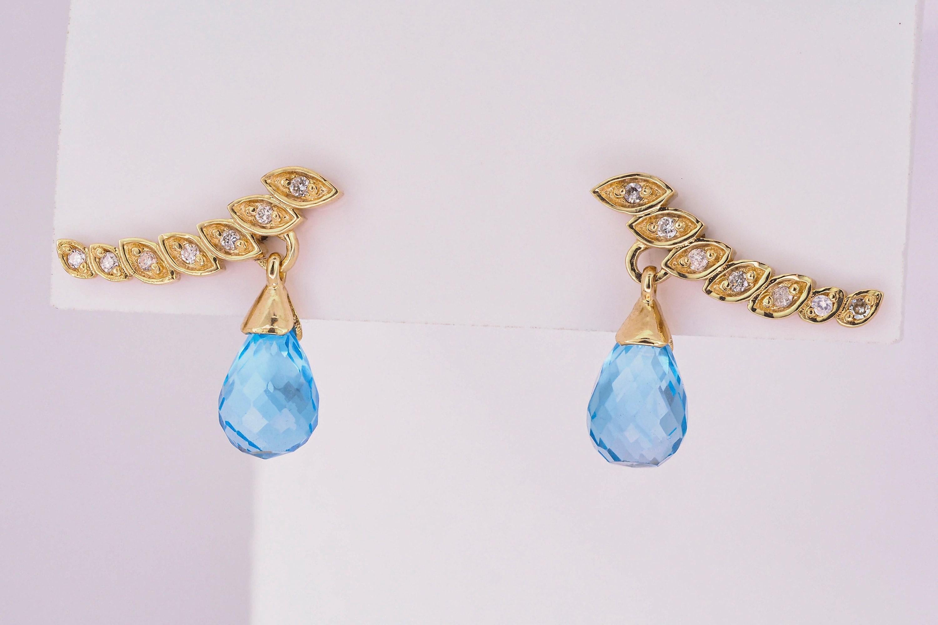 Briolette topazs earrings studs For Sale 3