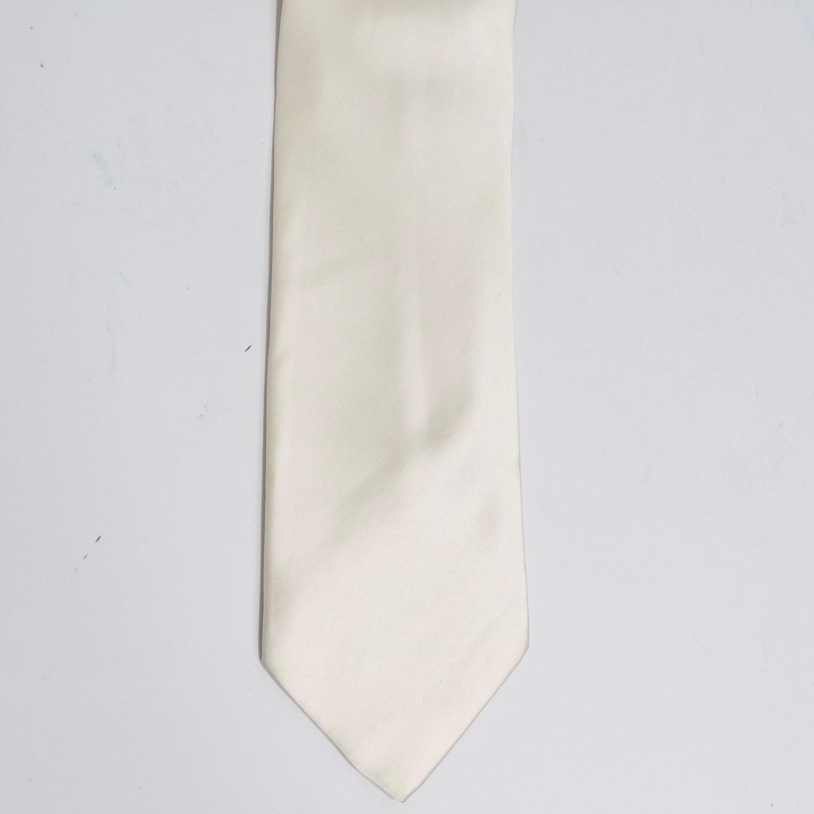 Women's or Men's Brioni 1990s Ivory Silk Tie