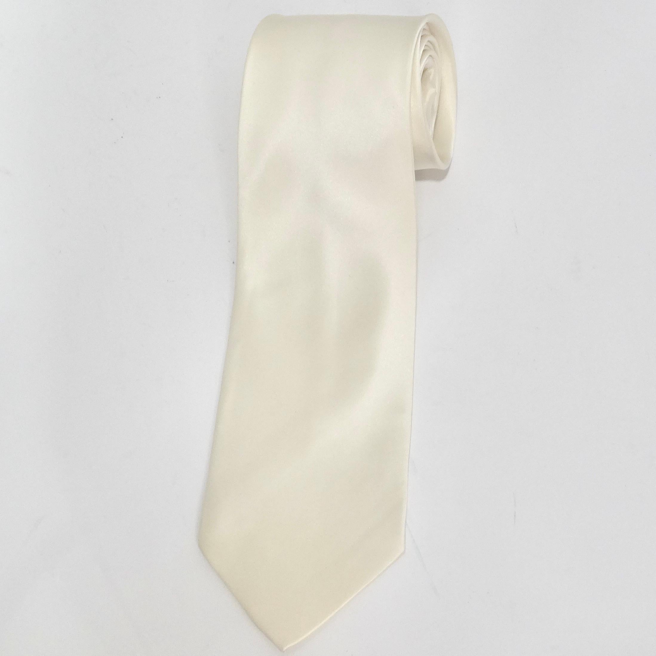 Brioni 1990s Ivory Silk Tie 1