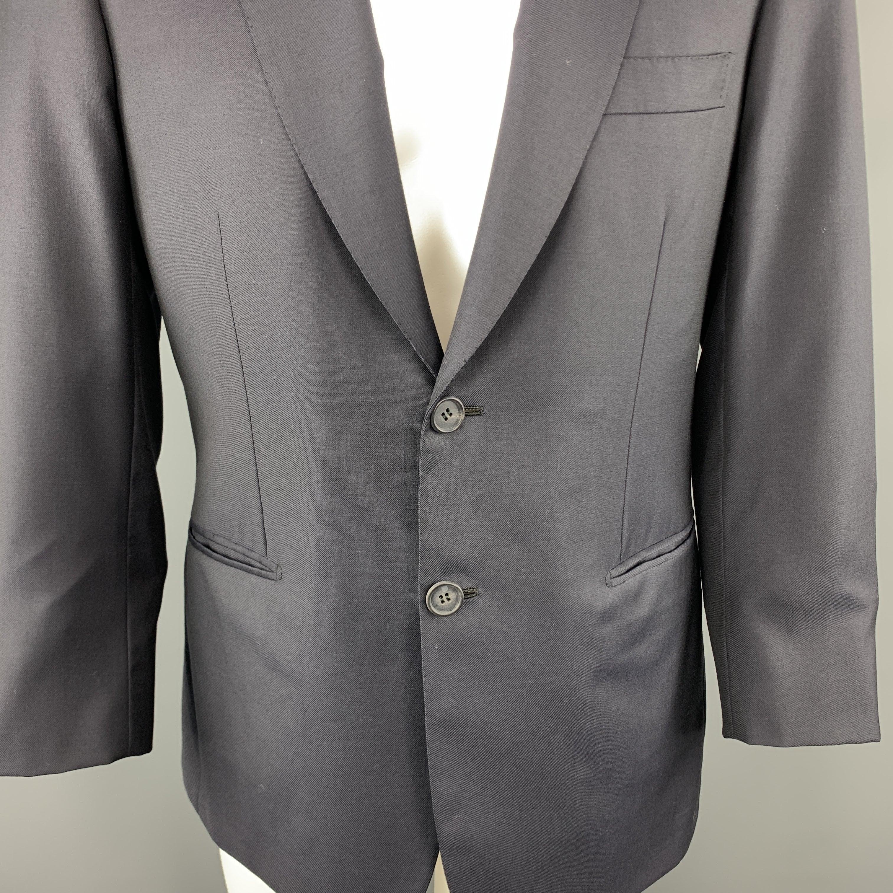 BRIONI 40 Short Navy Solid Wool Notch Lapel  Sport Coat In Excellent Condition For Sale In San Francisco, CA