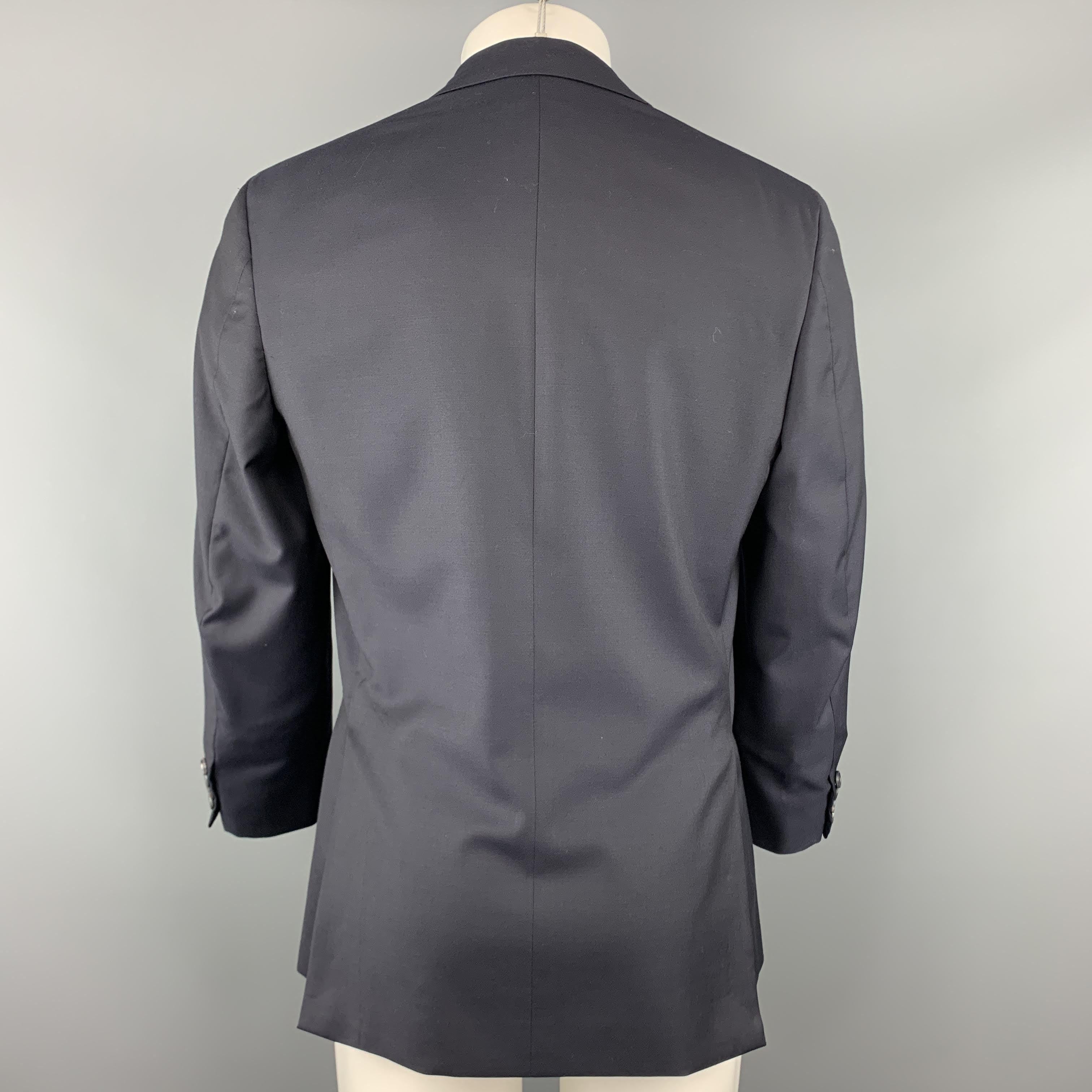 BRIONI 40 Short Navy Solid Wool Notch Lapel  Sport Coat For Sale 1