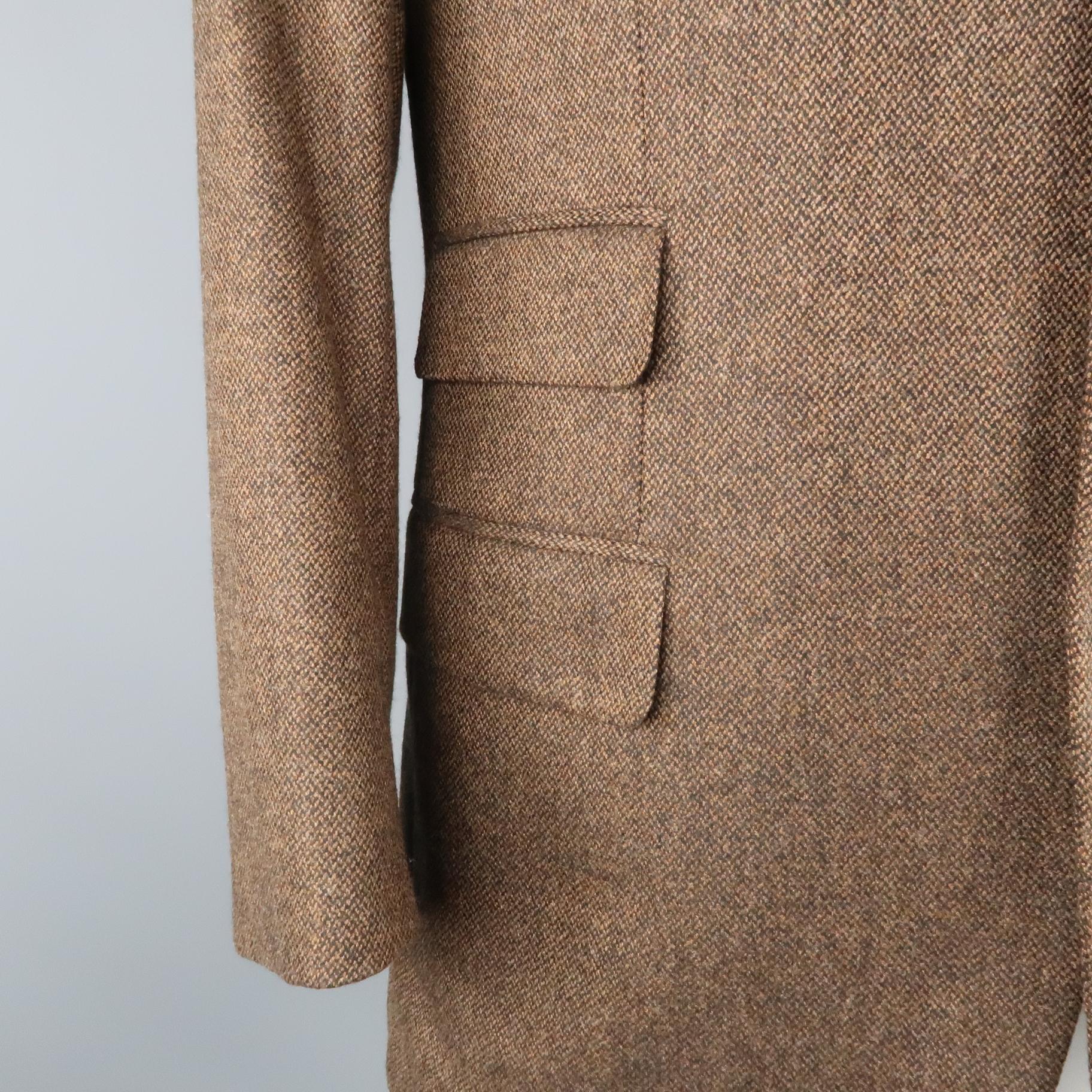 BRIONI 42 Regular Brown & Black Heather Wool / Cashmere Notch Lapel Sport Coat In Excellent Condition In San Francisco, CA