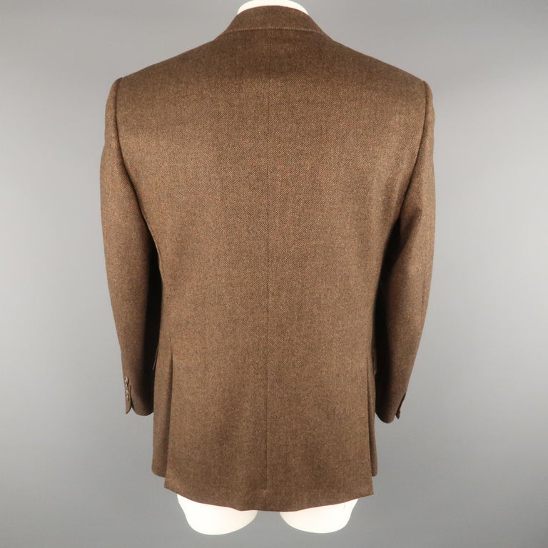 BRIONI 42 Regular Brown and Black Heather Wool / Cashmere Notch Lapel ...