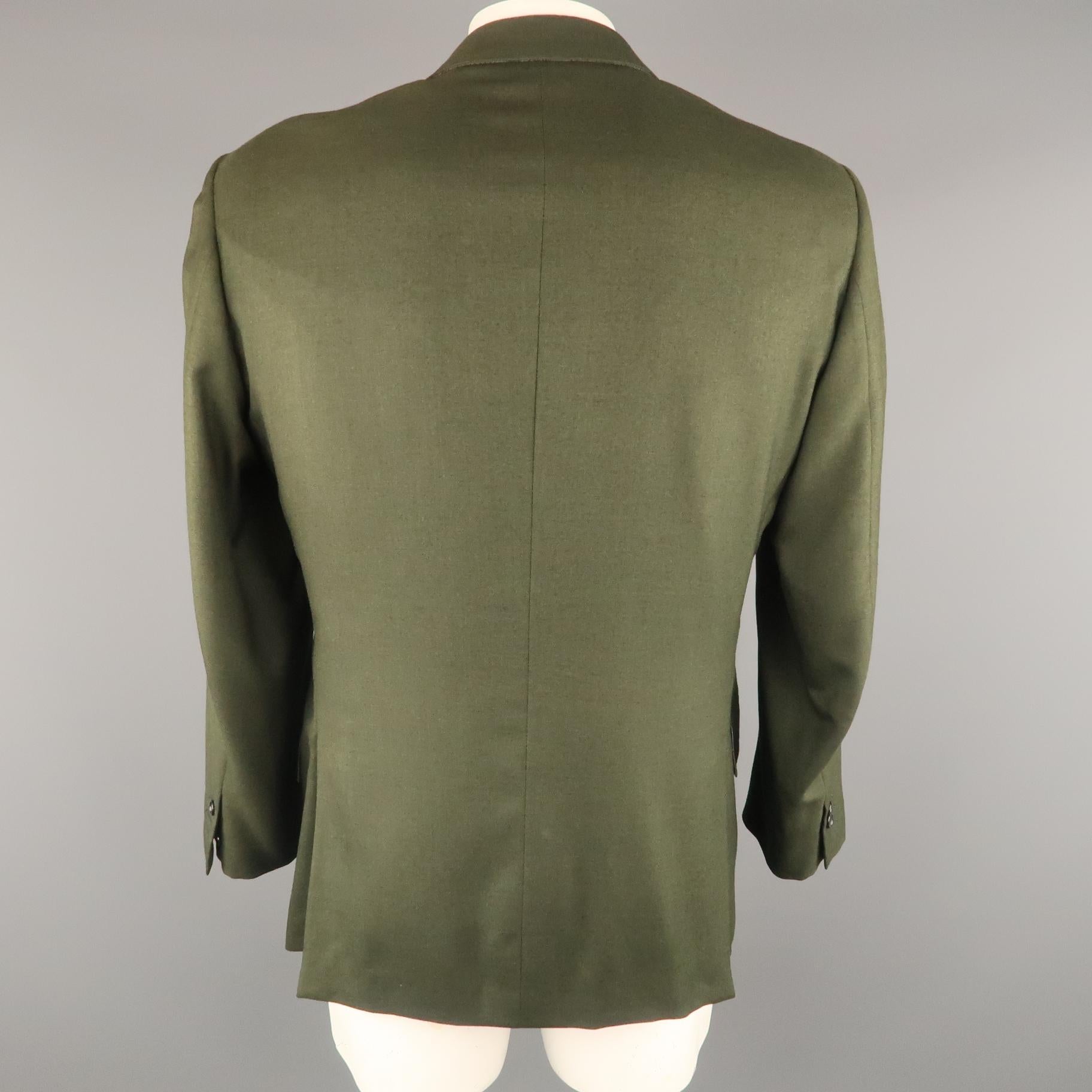 Black BRIONI 42 Short Olive Cashmere / Silk Notch Lapel Sport Coat