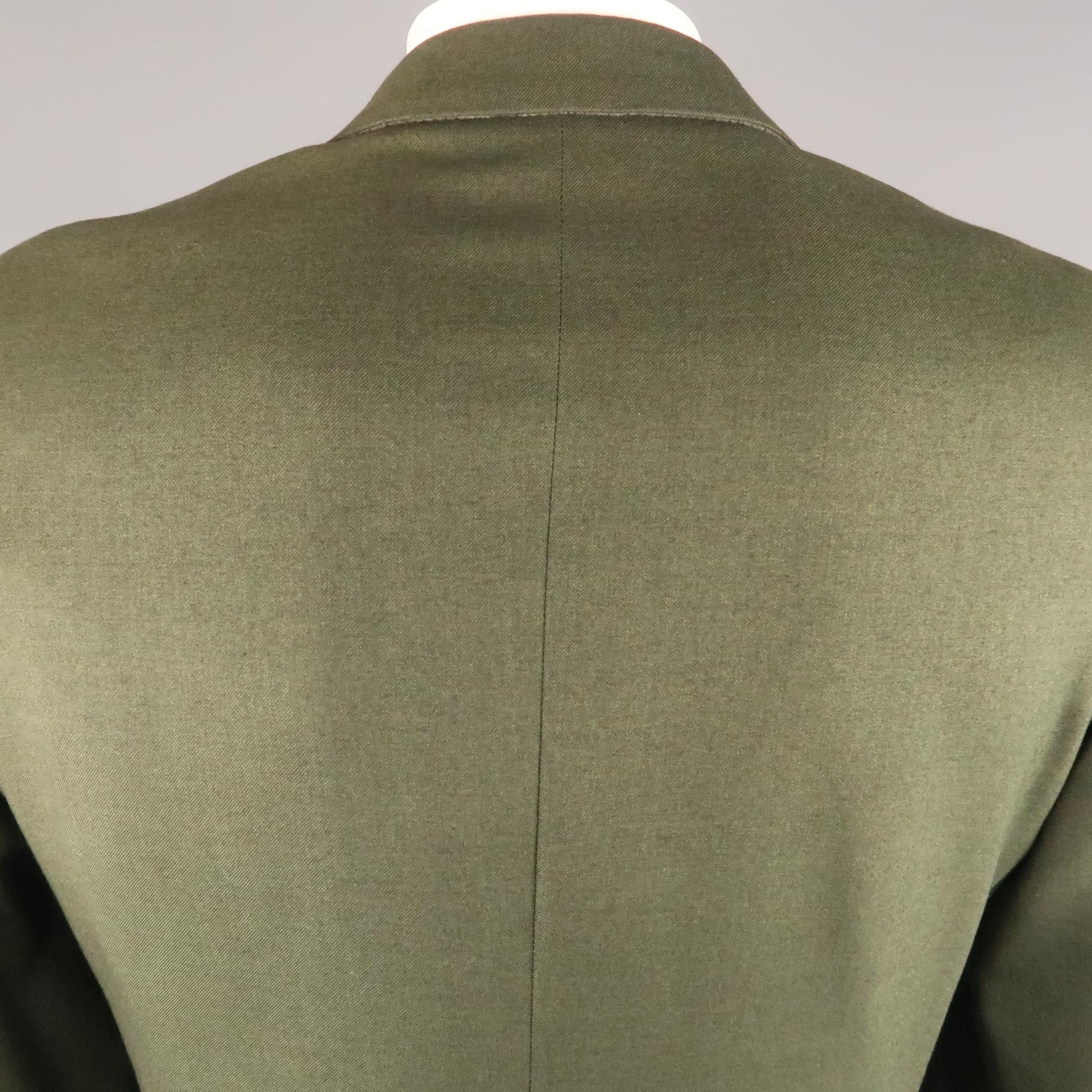 BRIONI 42 Short Olive Cashmere / Silk Notch Lapel Sport Coat In Excellent Condition In San Francisco, CA