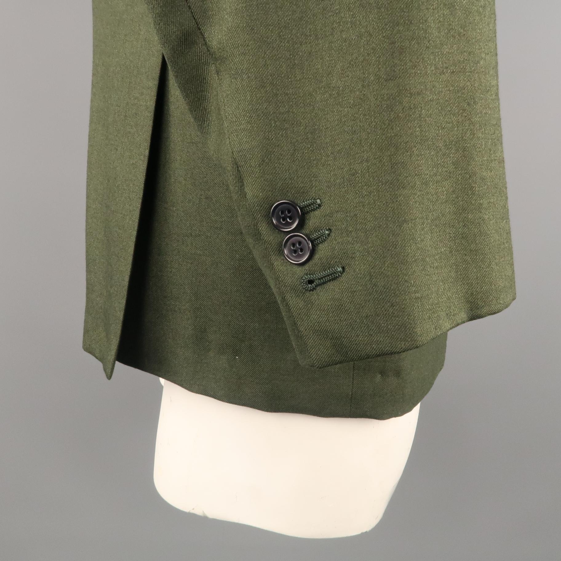 Men's BRIONI 42 Short Olive Cashmere / Silk Notch Lapel Sport Coat