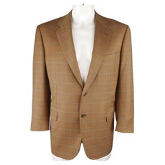 Used BRIONI 44 Golden Tan Window Pane Wool Two Button Sport Coat