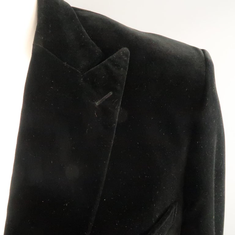 BRIONI 44 Regular Black Cotton Velvet Peak Lapel Sport Coat For Sale at ...