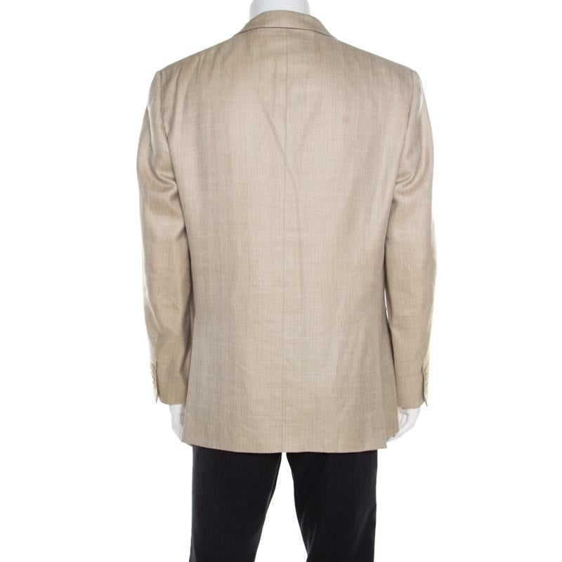 Brioni Beige Houndstooth Pattern Parlamento Blazer 2XL In Good Condition In Dubai, Al Qouz 2