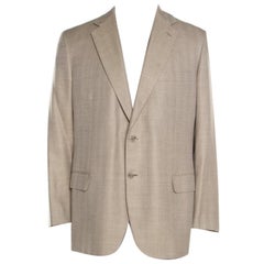 Brioni Beige Houndstooth Pattern Parlamento Blazer 2XL