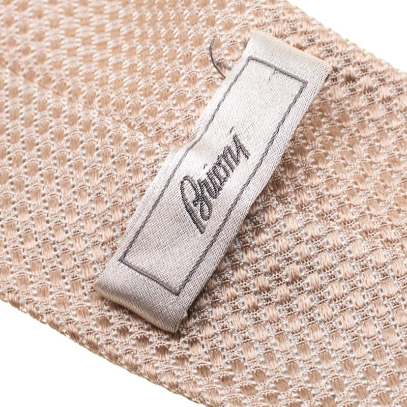 Brioni Beige Textured Silk Jacquard Tie For Sale 1