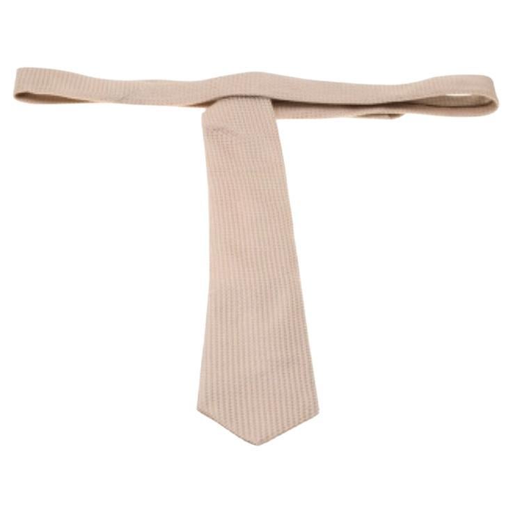 Brioni Beige Texturierte Seiden-Jacquard-Krawatte im Angebot