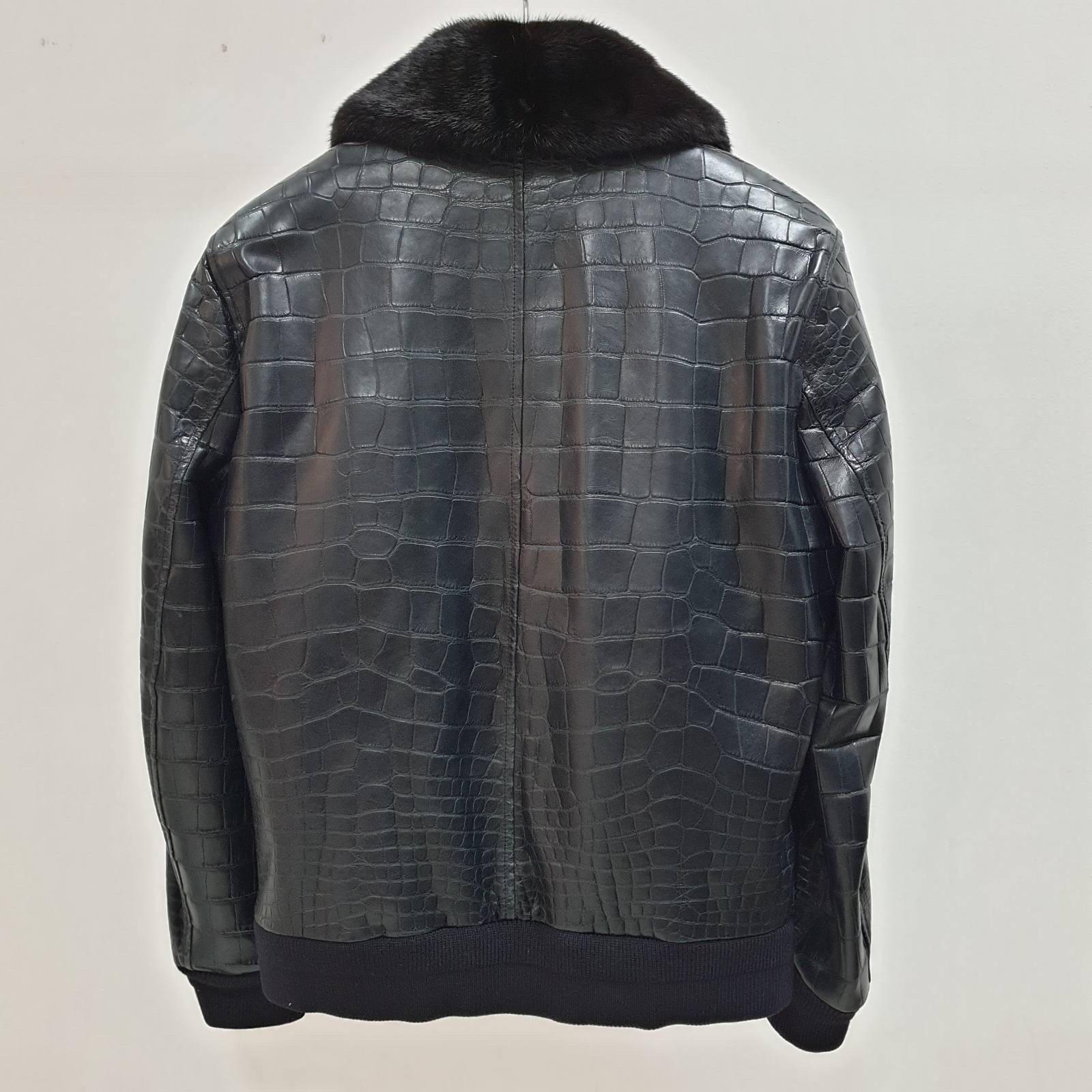 Brioni Black Crocodile Leather Jacket For Sale 3
