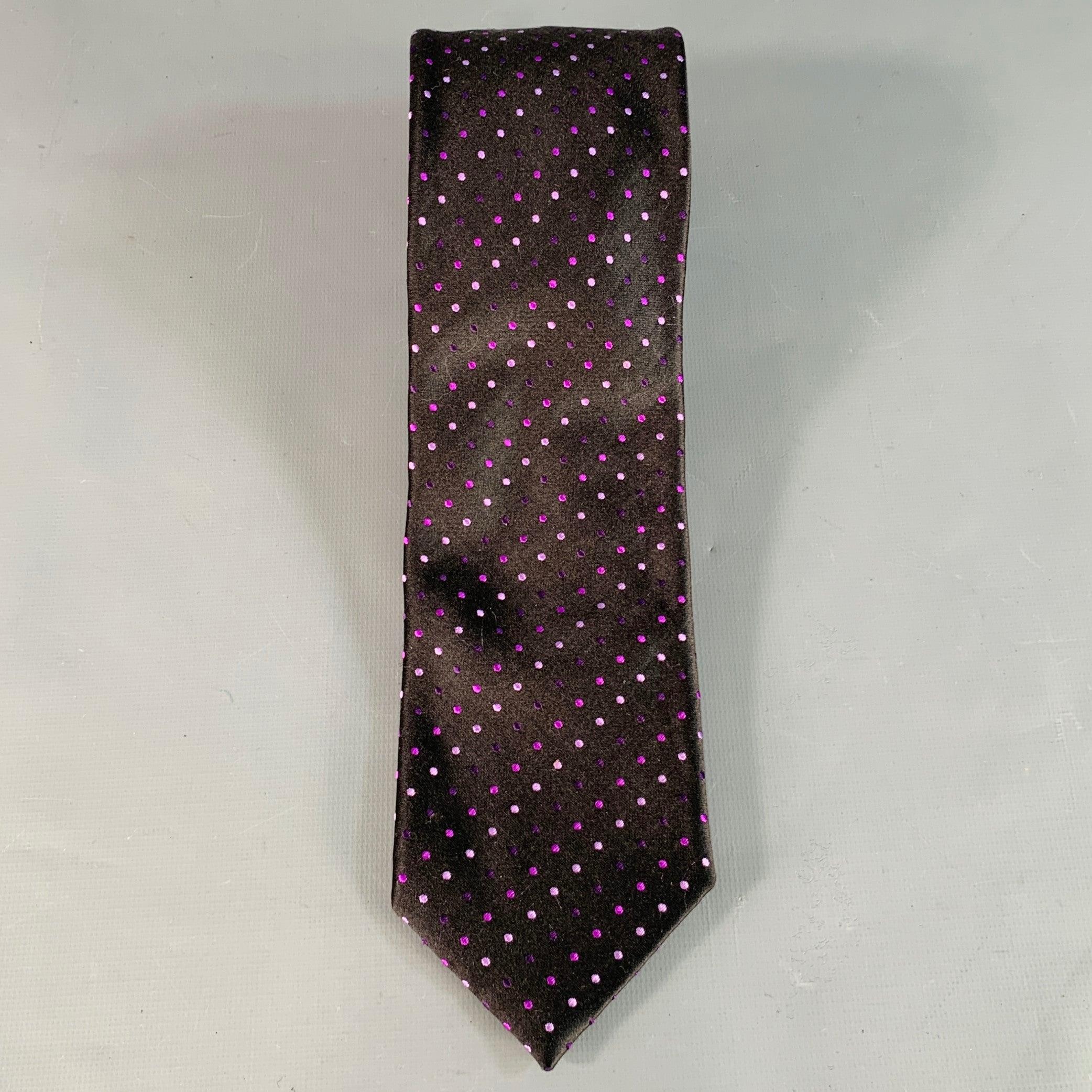 Nero BRIONI Cravatta in seta nera e viola Dot Dot in vendita