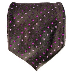 BRIONI Cravatta in seta nera e viola Dot Dot