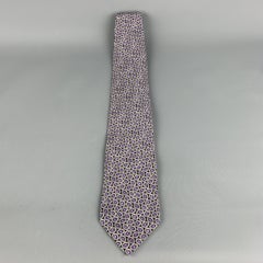 BRIONI Black & Purple Silk Dots Handmade Tie