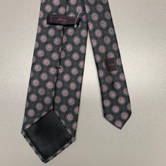 BRIONI Black Red Floral Silk Tie