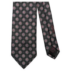 BRIONI Black Red Floral Silk Tie