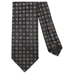 BRIONI Black Tan Floral Silk Tie