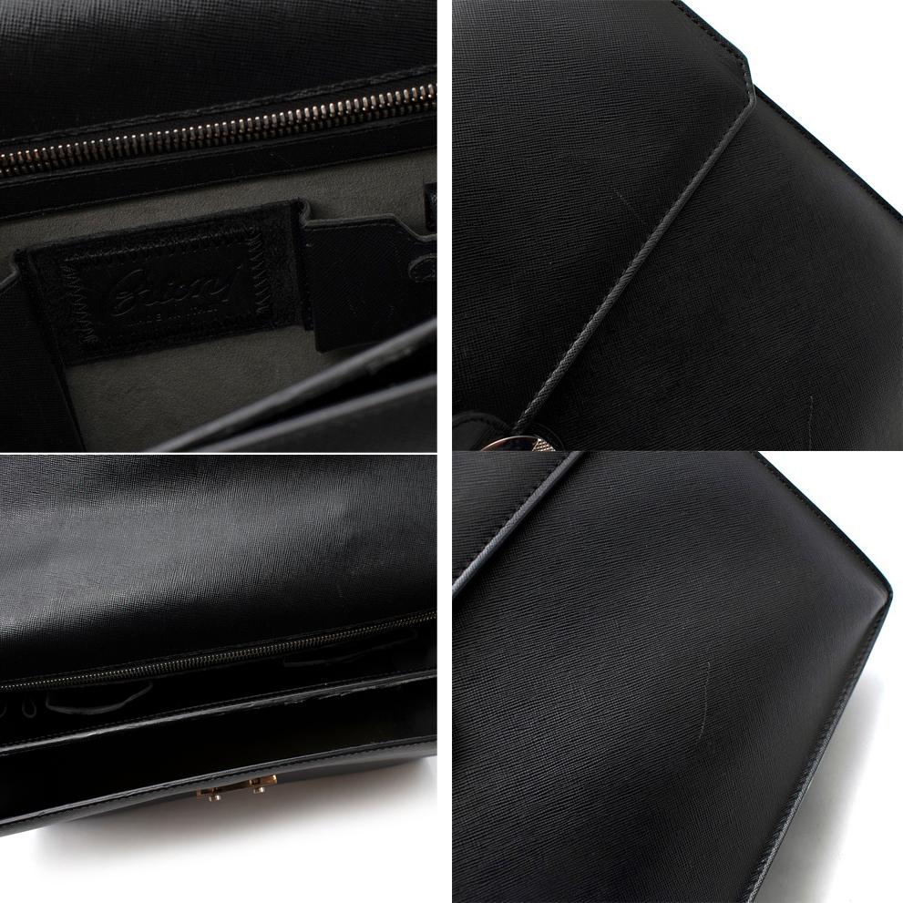 Brioni Black Textured Leather Top Handle Briefcase 3