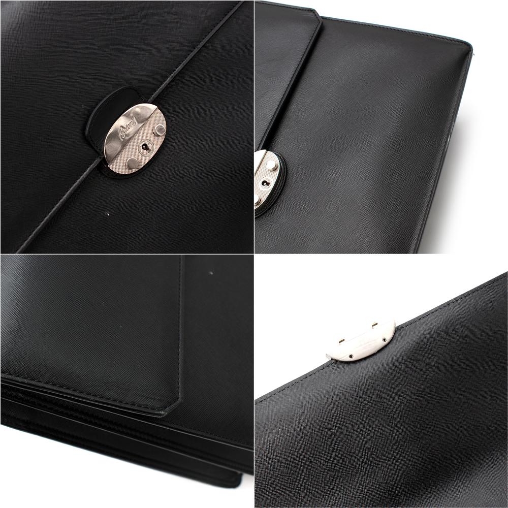 Brioni Black Textured Leather Top Handle Briefcase 2