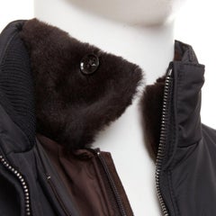 Brioni in nylon nero idrorepellente  giacca da tempesta foderata di felpa M.