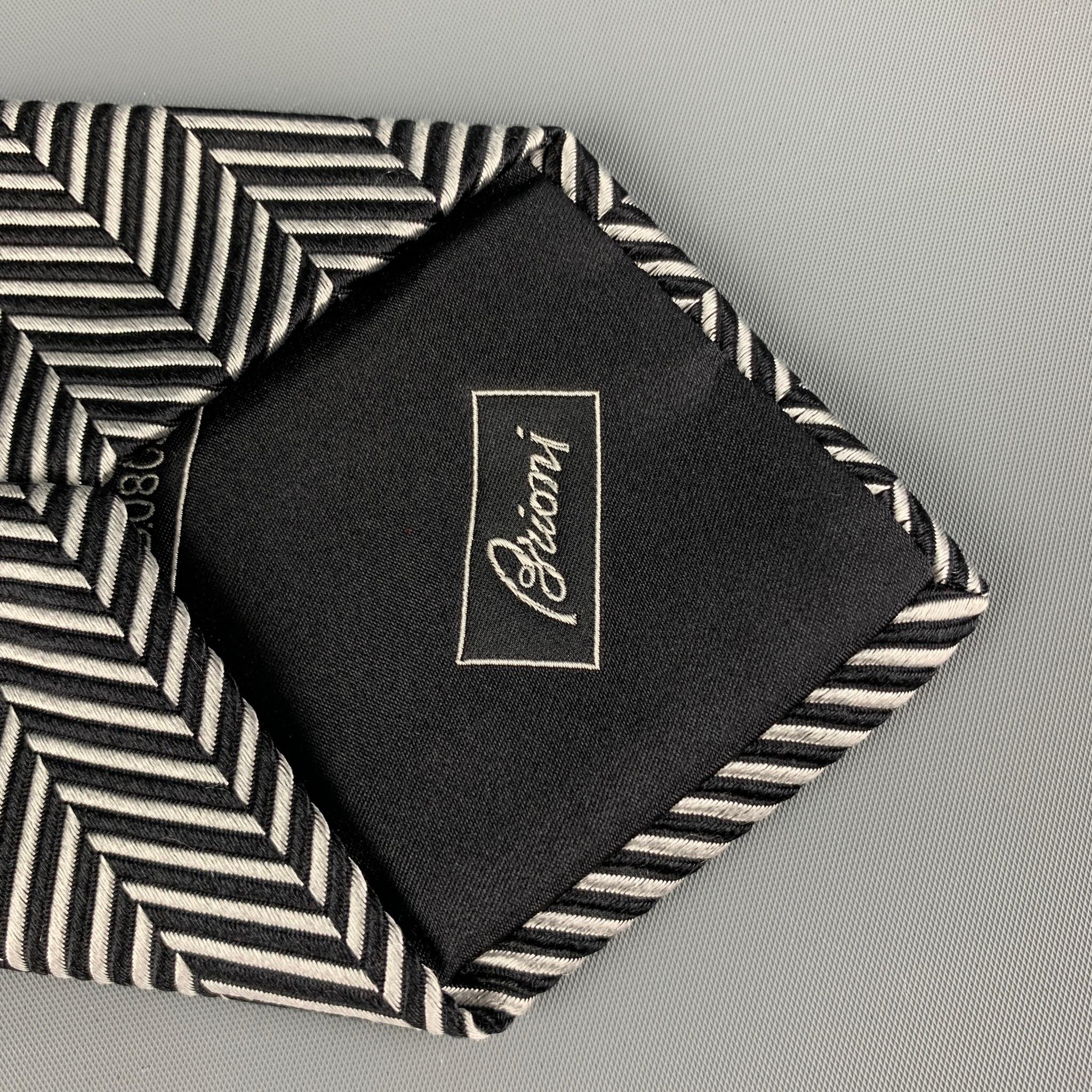 Men's BRIONI Black White Herringbone Silk Tie