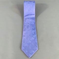 BRIONI Corbata de Seda Floral Abstracta Azul Lavanda