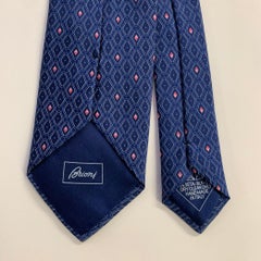 BRIONI Blue White Geometric Silk Tie