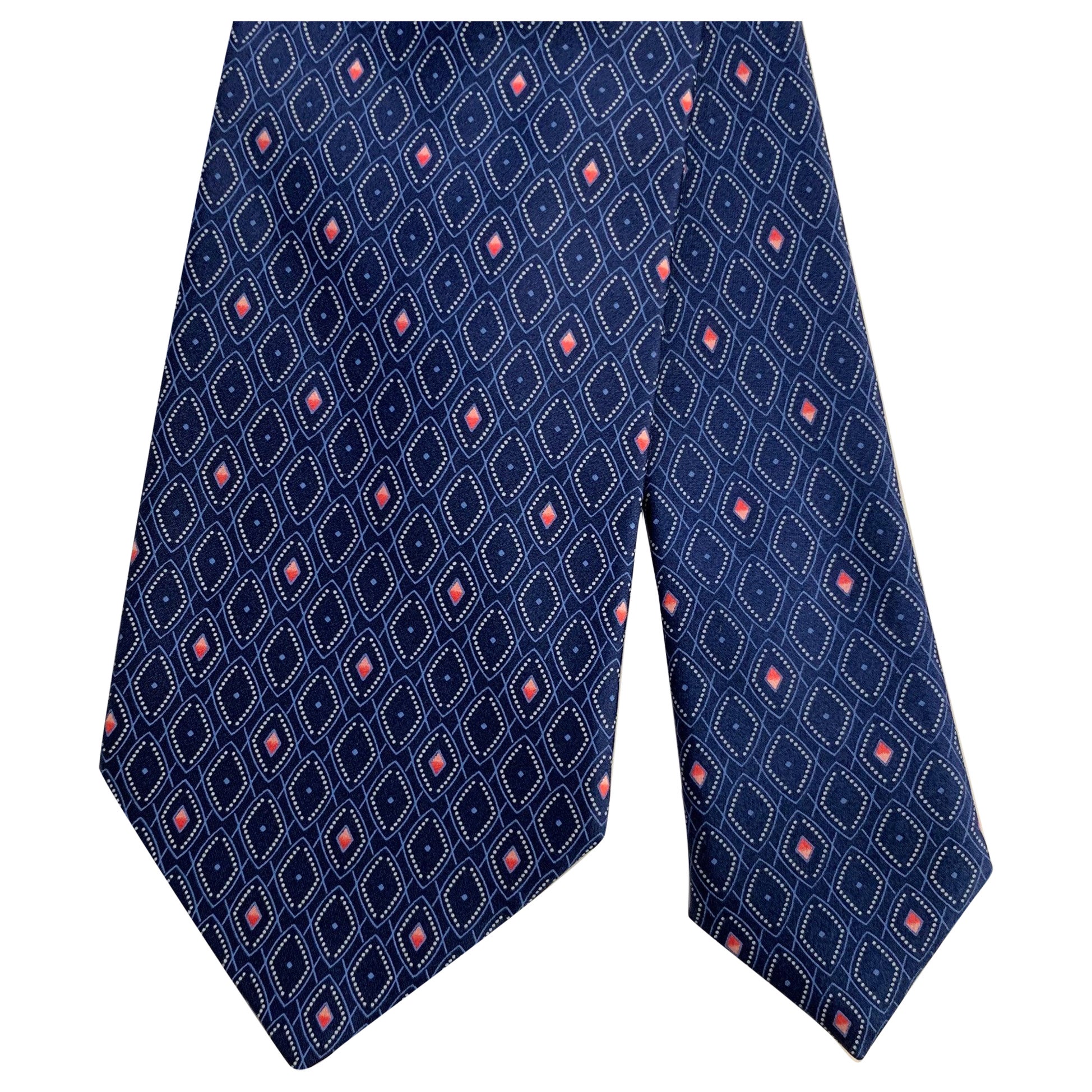Brioni, cravatta in seta geometrica blu e bianca