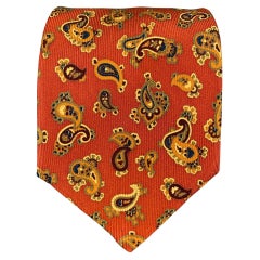 BRIONI Brick Tan Paisley Silk Tie