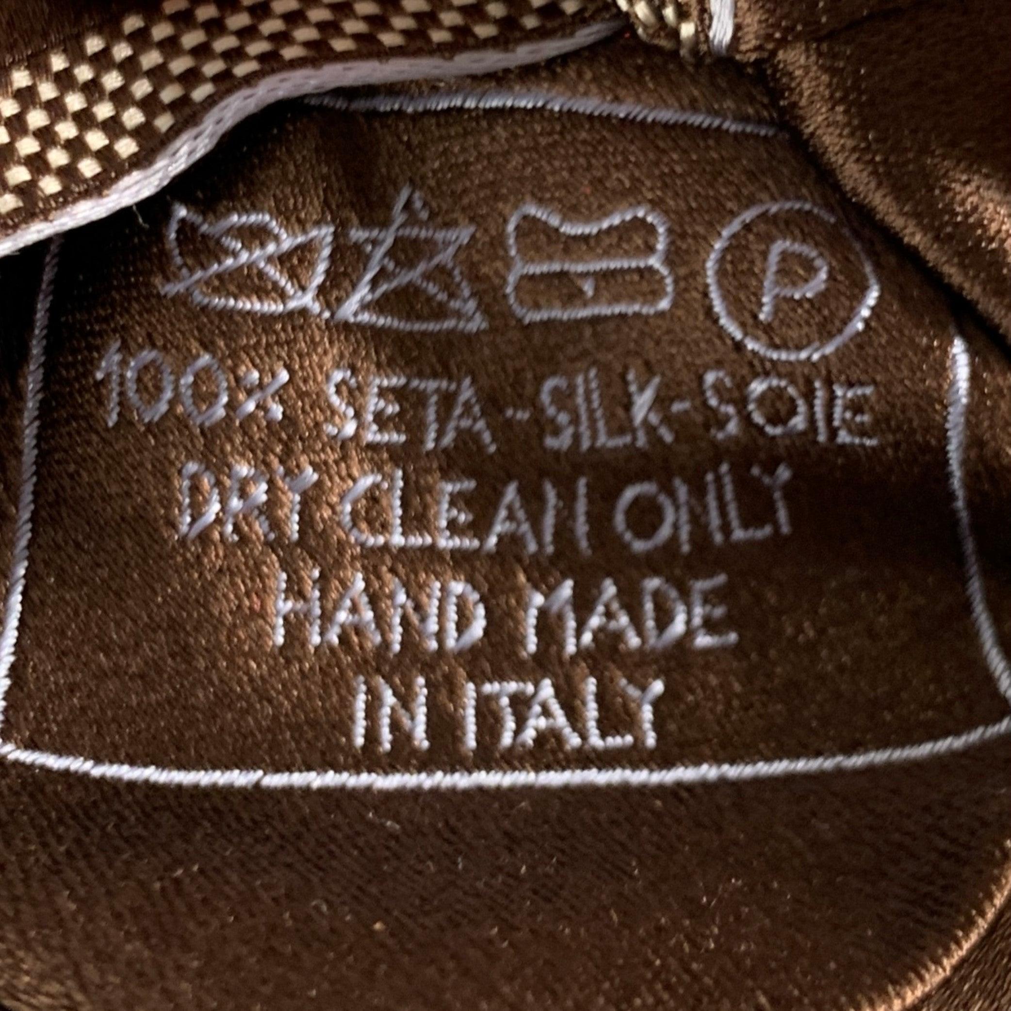 BRIONI Brown Cream Diagonal Stripe Silk Tie In Good Condition For Sale In San Francisco, CA