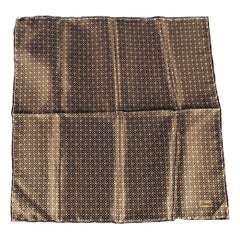 Brioni Brown Taupe Abstrack Floral Silk Pocket Square