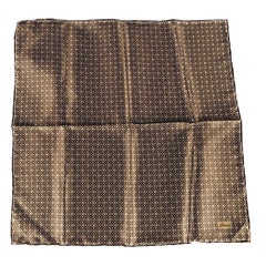 Brioni Brown Taupe Abstrack Floral Silk Pocket Square