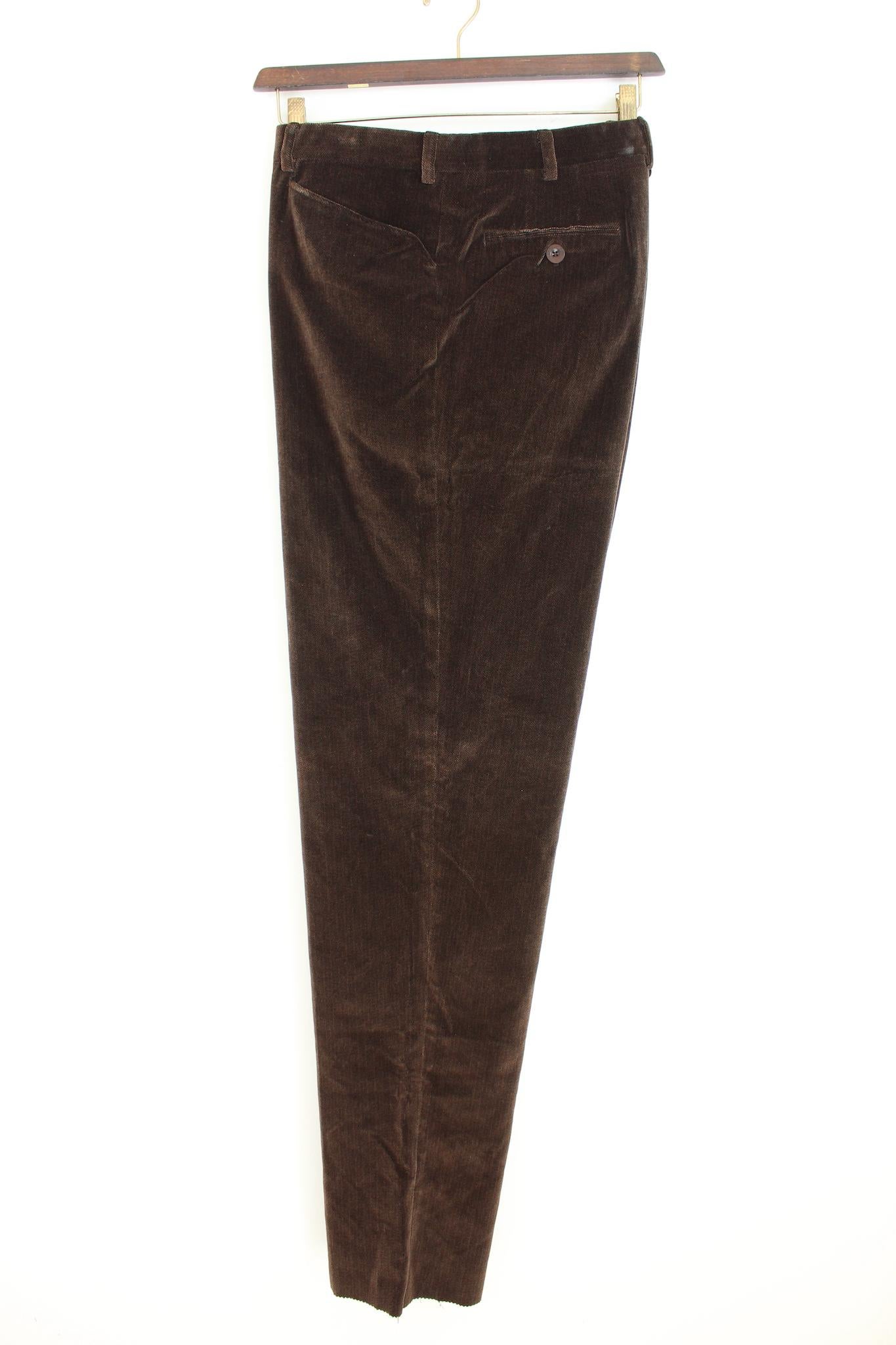 Brioni Brown Velvet Classic Trousers Tg 46 In New Condition In Brindisi, Bt