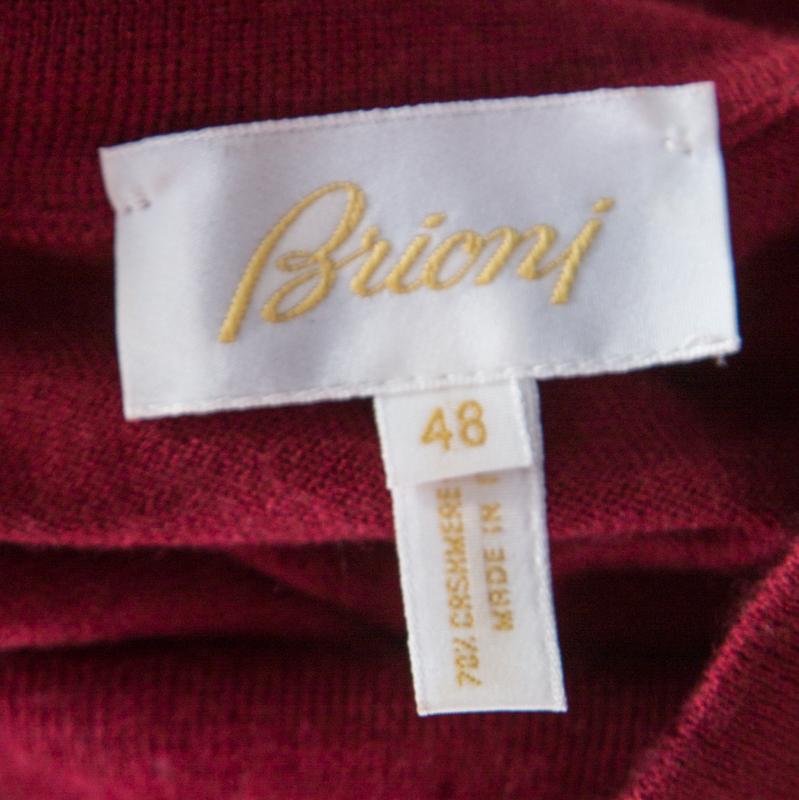 Red Brioni Burgundy Cashmere Silk High Neck Sweater M
