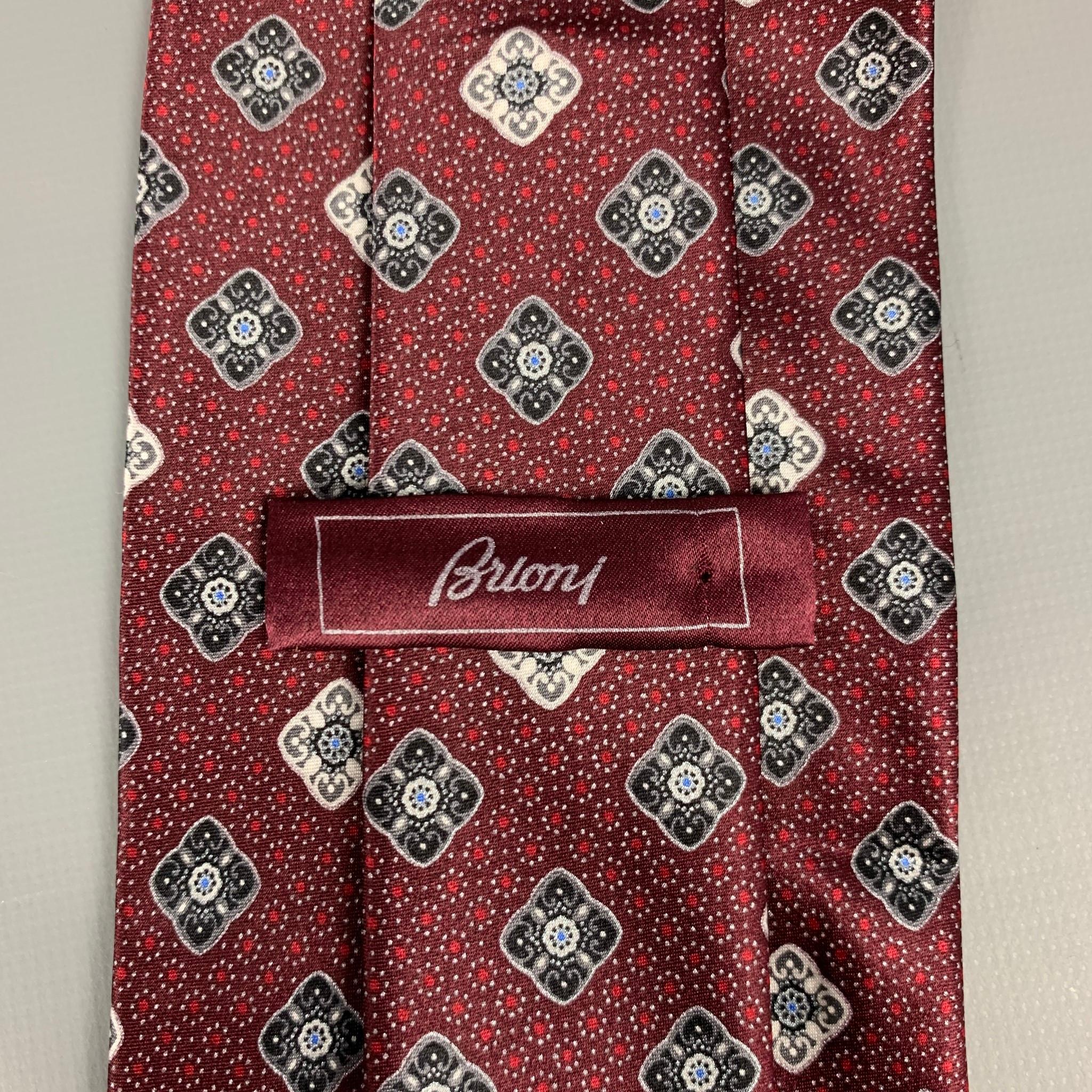red and blue silk pattern jacquard tie from brioni