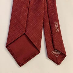 BRIONI Burgundy White Geometric Silk Tie