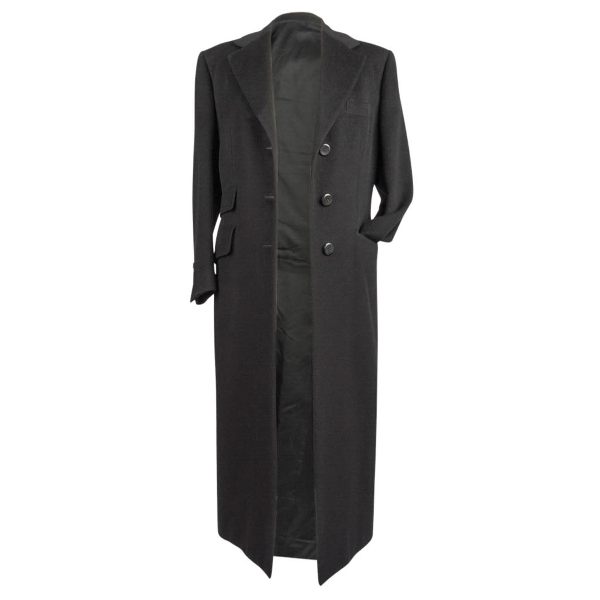 Brioni Donna Cashmere Coat Black Classic Maxi Length 6  In Excellent Condition For Sale In Miami, FL