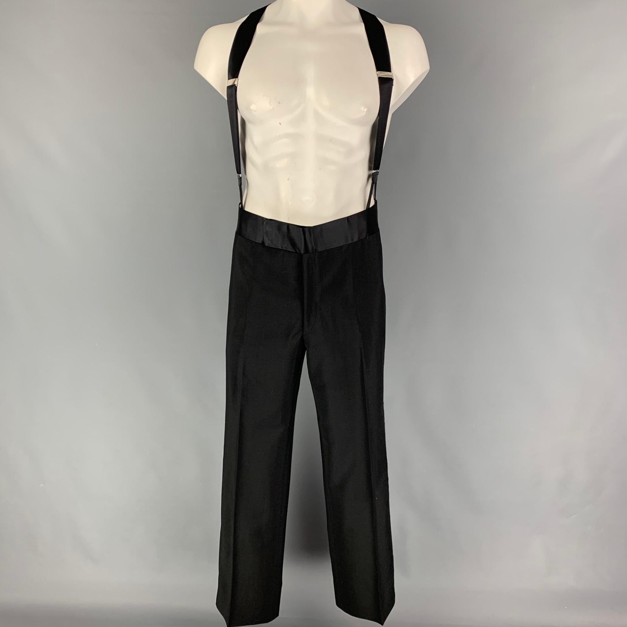 BRIONI for COURTOUE Size 46 Black Wool Mohair Peak Lapel Tuxedo Suit In Good Condition In San Francisco, CA
