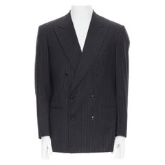 BRIONI FOR DAPPER Mestre blazer cruzado de lana gris a rayas EU50 L