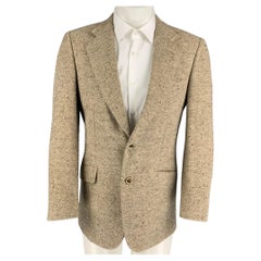 BRIONI for WILKES BASHFORD Size 39 Cream Taupe Herringbone Wool Alpaca Blazer