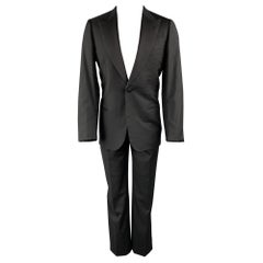 Used BRIONI for WILKES BASHFORD Size 40 Long Black Wool Peak Lapel Tuxedo