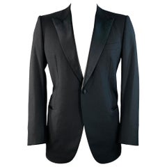 BRIONI for WILKES BASHFORD Size 44 Black Wool Peak Lapel Tuxedo
