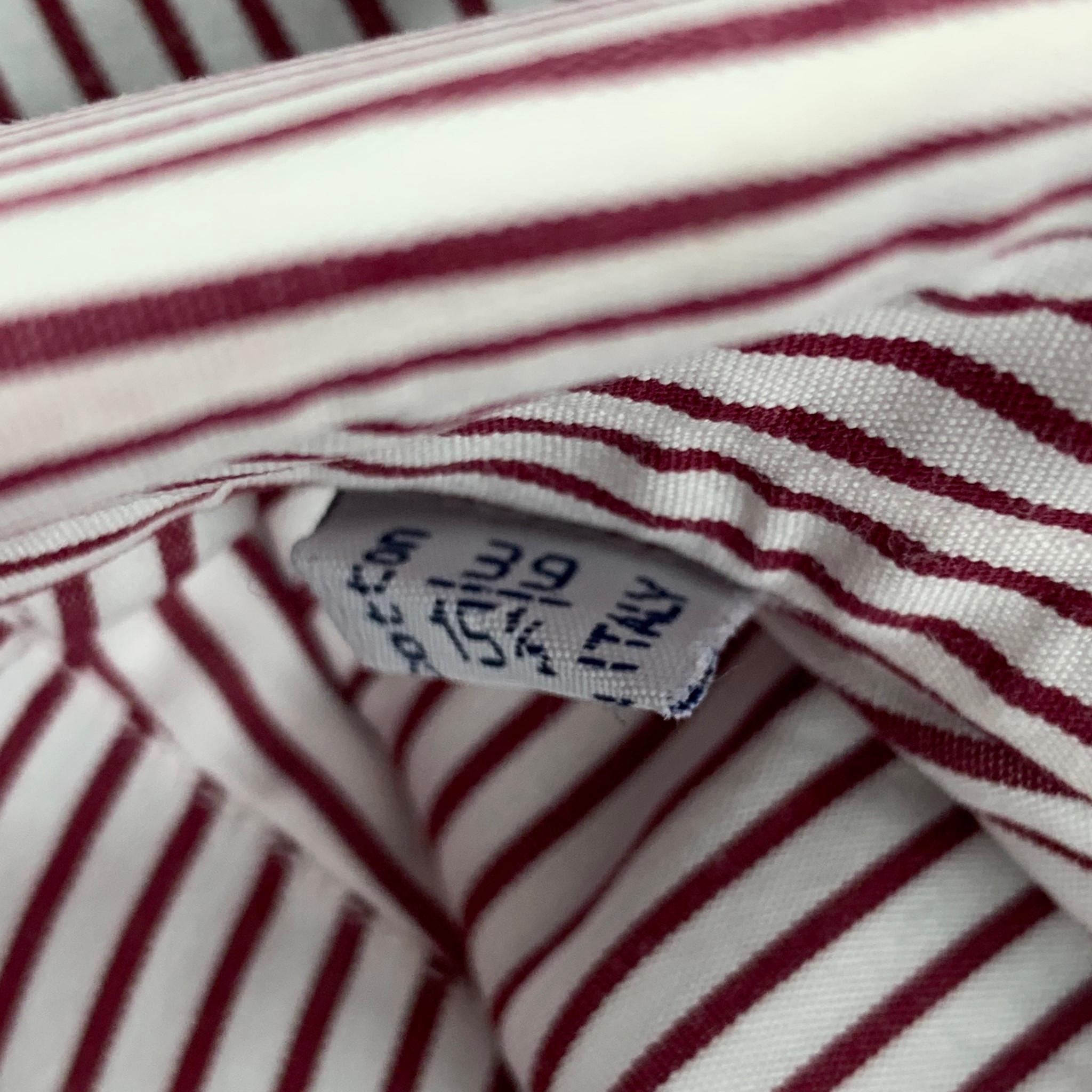 BRIONI for WILKES BASHFORD Size M Red White Stripe Long Sleeve Shirt In Excellent Condition In San Francisco, CA