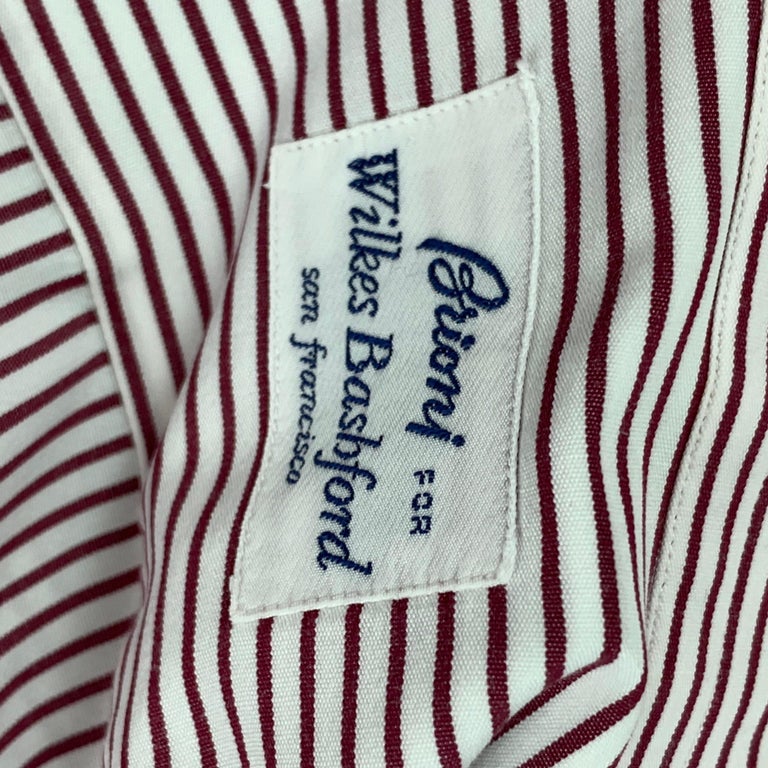 BRIONI for WILKES BASHFORD Size M Red White Stripe Long Sleeve Shirt For Sale 1
