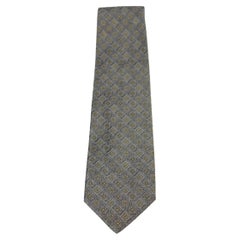 Brioni Gray Silk Vintage Geometric Tie