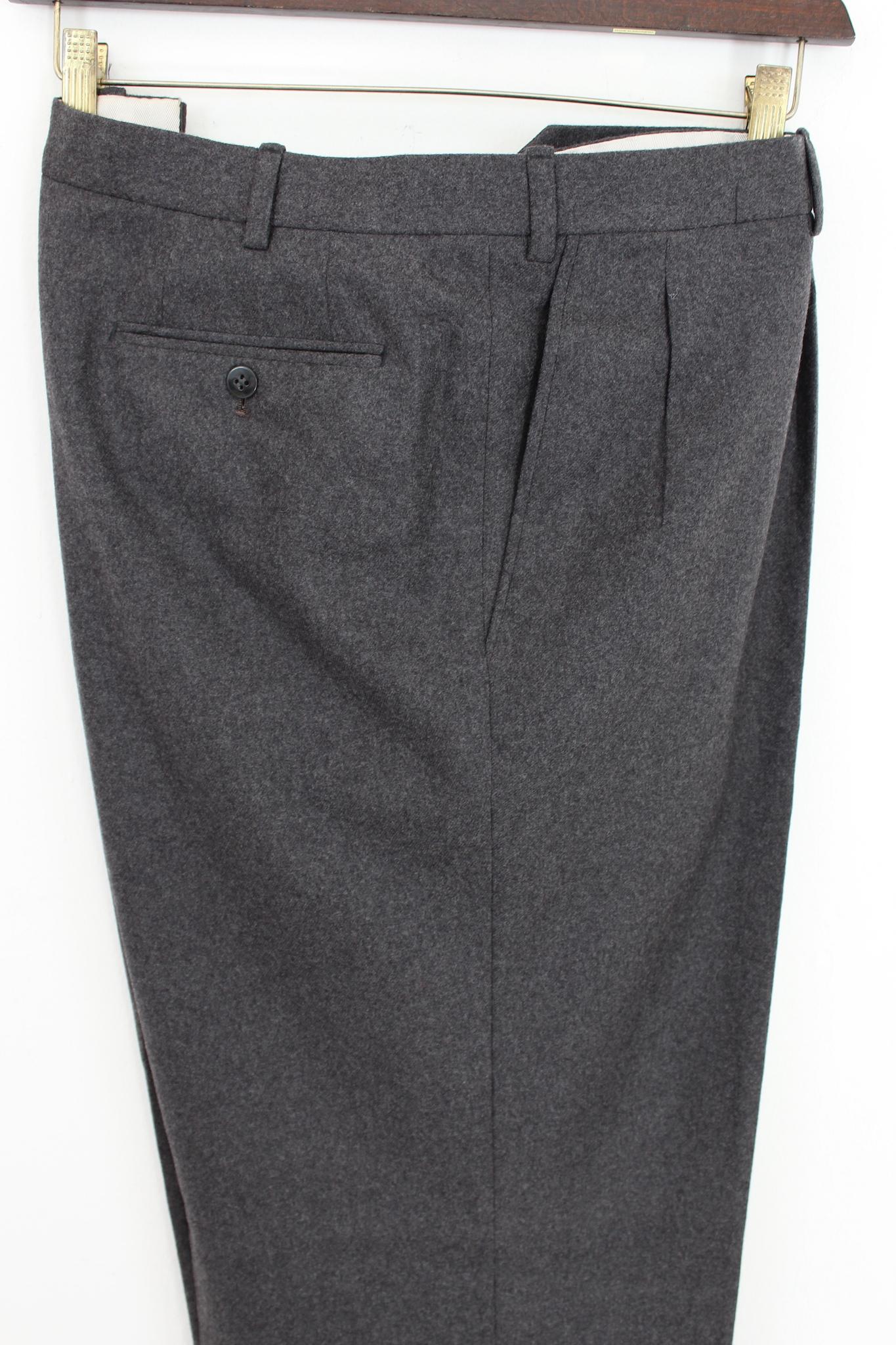 Men's Brioni Gray Wool Elegant Pants For Sale